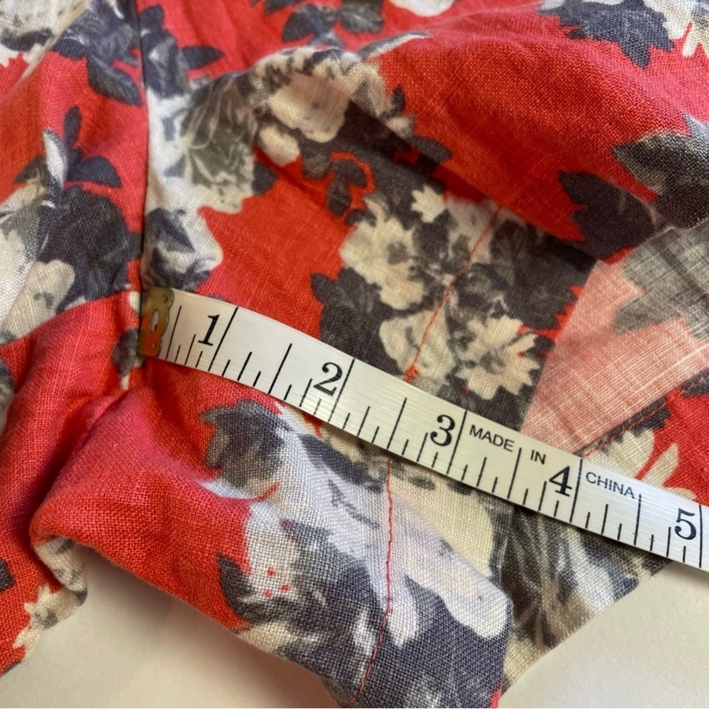 Kut From The Kloth Women's Jansen Printed Linen Short Coral Size 12 - Picture 7 of 8